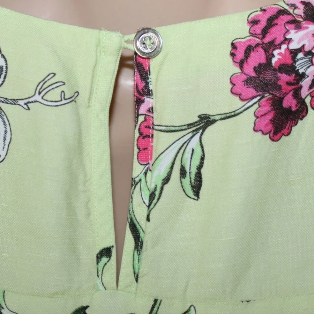 NWT Joules Floral Shift Tunic Dress Linen Blend Green Pink Short Sleeve HW6455 - Picture 7 of 9